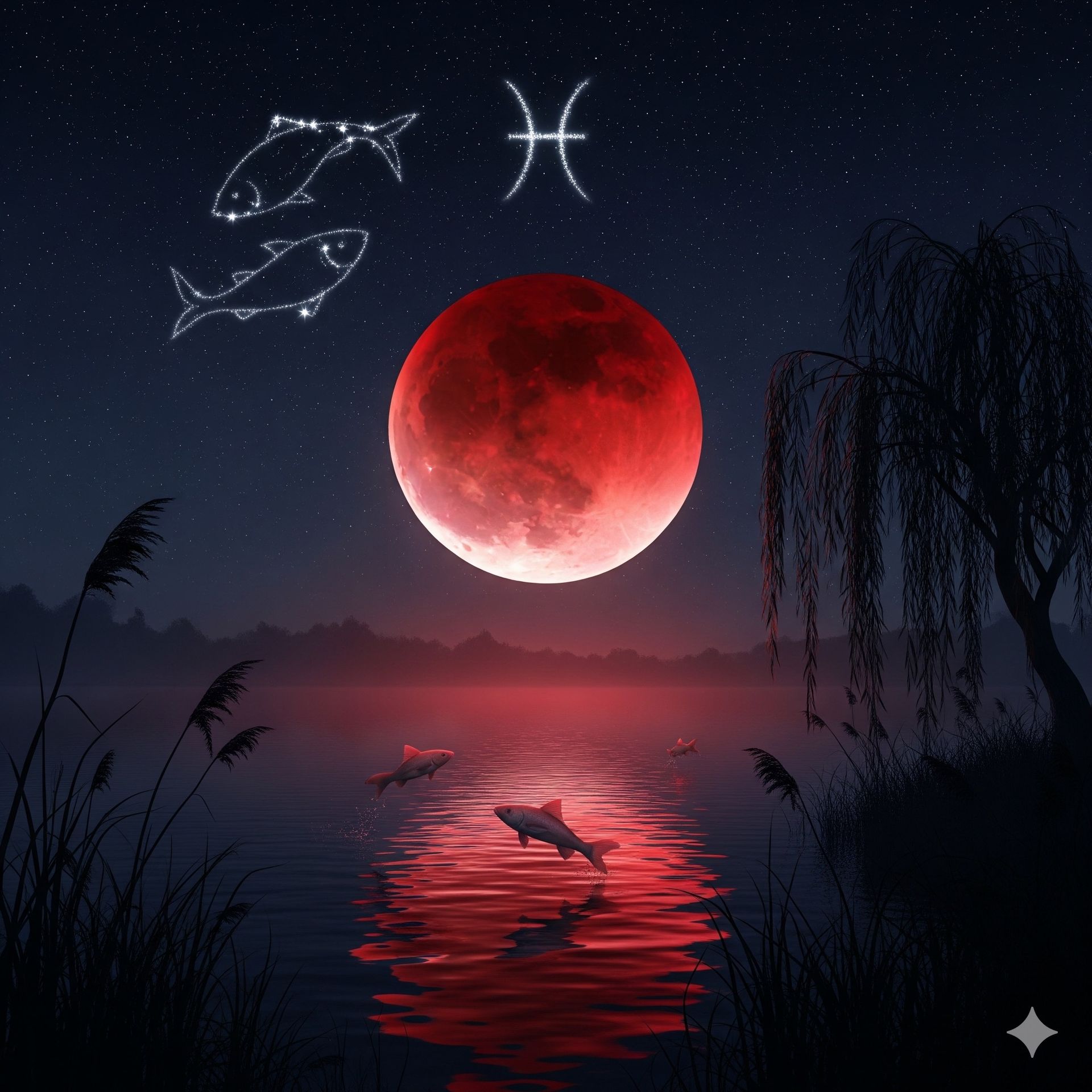 Vollmond in den Fischen - Blutmond Vollmond in den Fischen - Blutmond