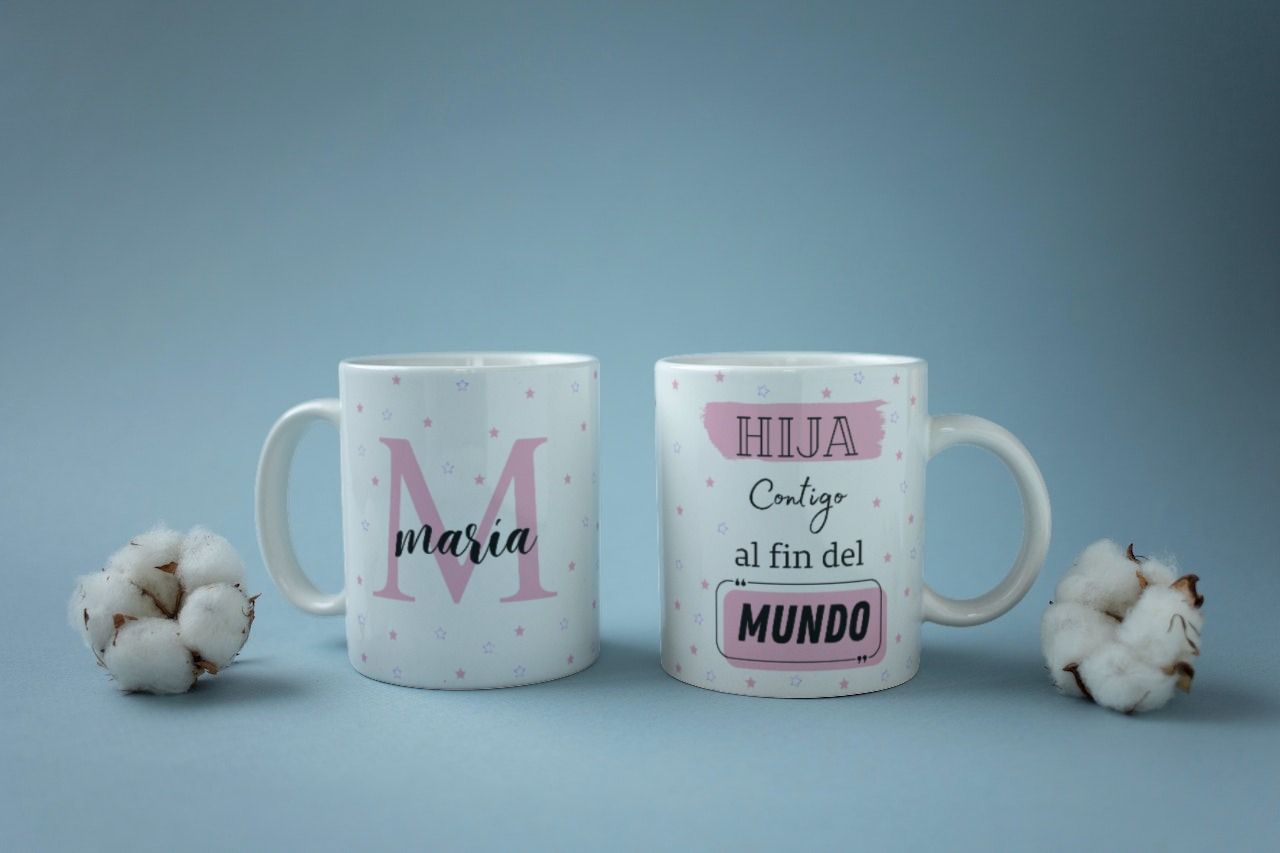 Taza diseño estrellas con nombre y frase