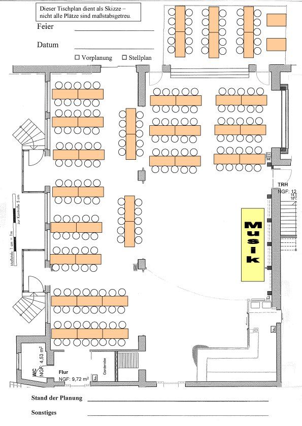 Saalplan ca. 200 Personen