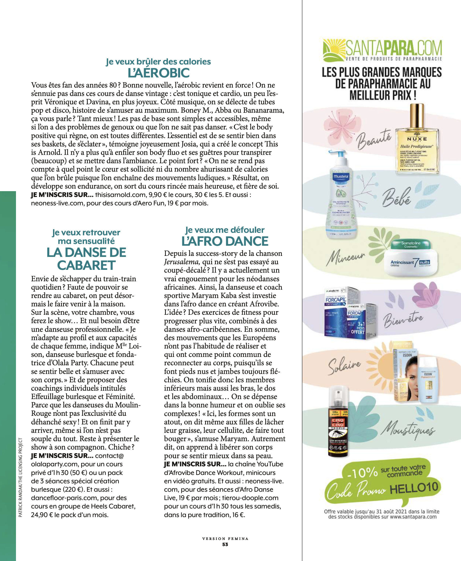 Parution presse yoga danse