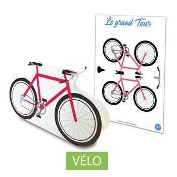 Maquette publicitaire de vélo sous forme de planche en carton prédécoupée. Personnalisable et recyclable