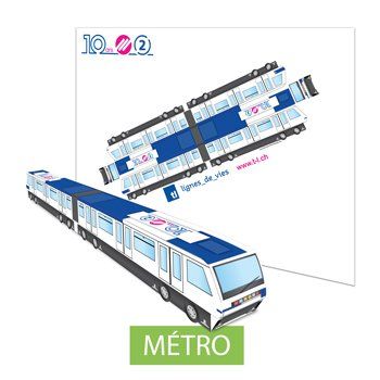 Maquette publicitaire en carton prédécoupée d'un métro. Personnalisable et recyclable
