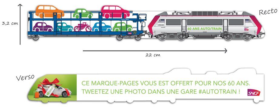 Marque pages publicitaire découpé personnalisé en carton recyclable train, bus, tramway, car