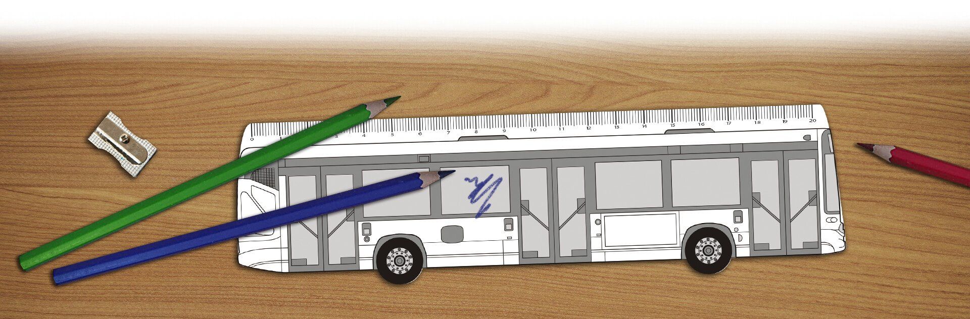 Règle publicitaire bus, tramway train, camion, personnalisable et coloriable