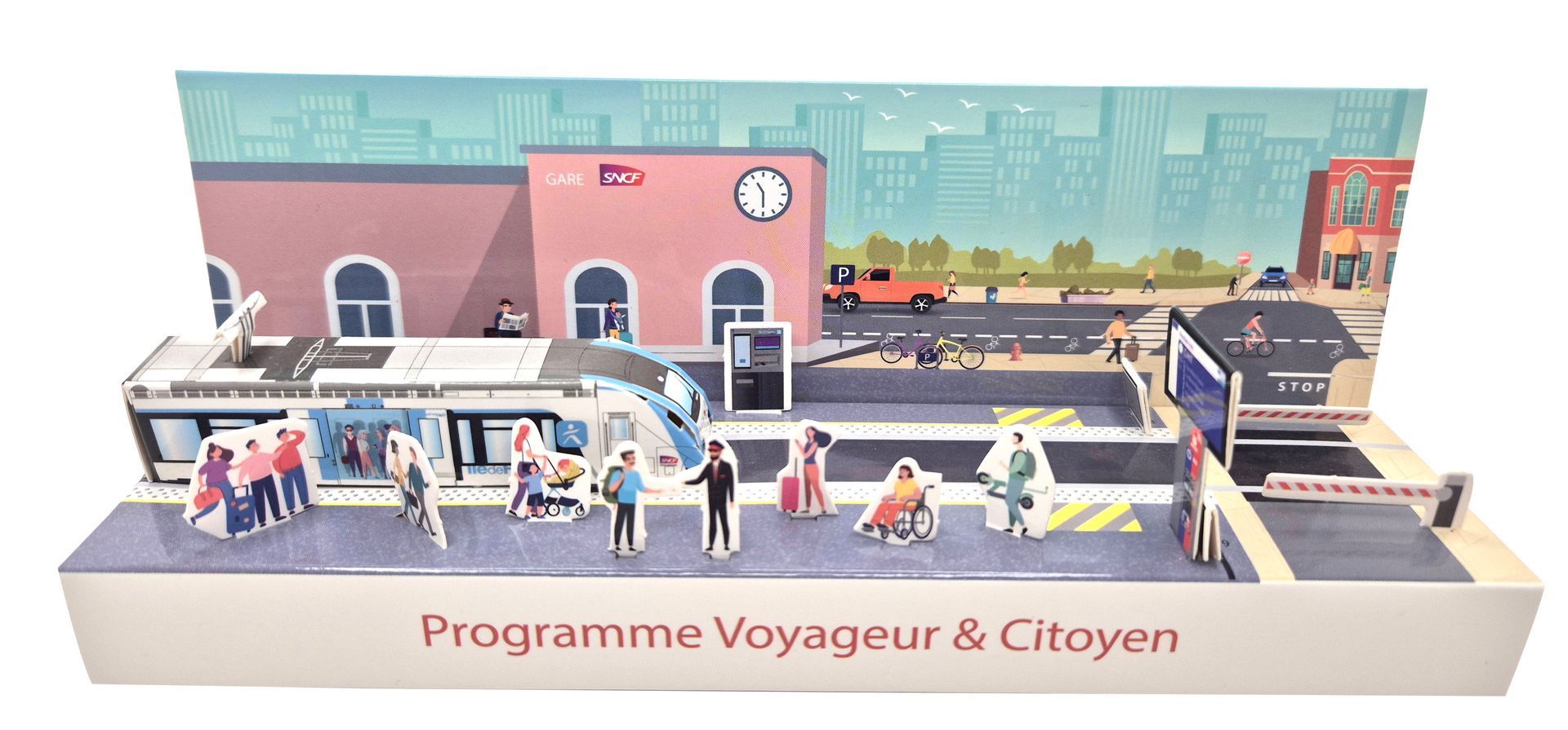 Maquette publicitaire paperama volume 3d en carton recyclable, voitures, sport automobile. Prédécoupée et personnalisable