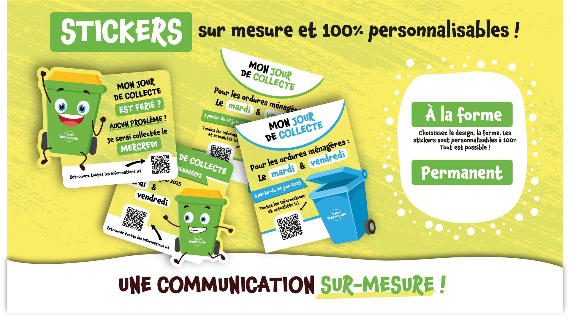 Stickers sur-mesure et personnalisable. Prévention déchets et tri - Consigne de tri - A la forme de votre choix ! Personnalisable