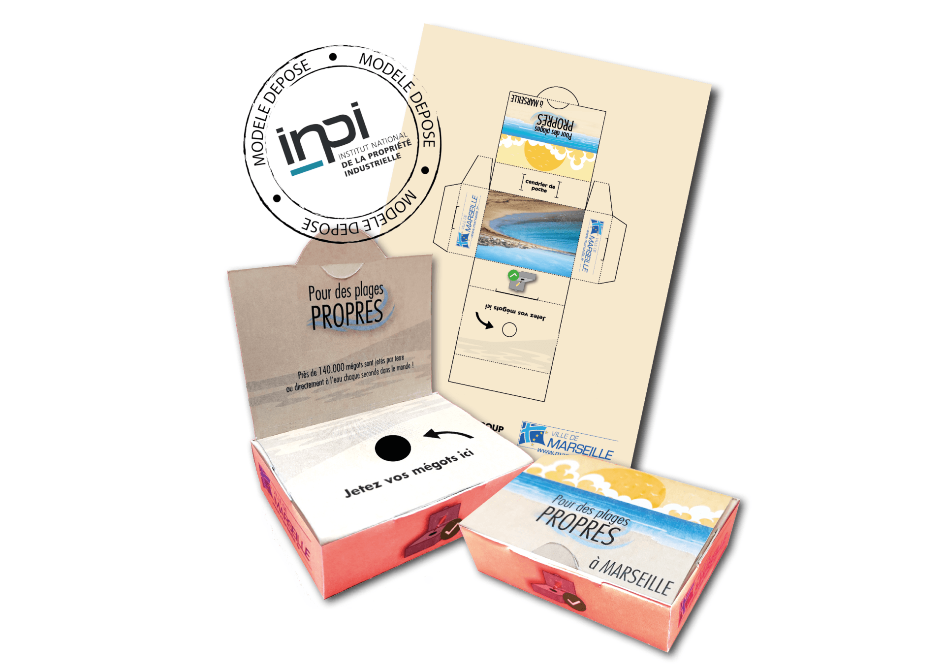 Cendrier de poche publicitaire en forme de planche prédécoupée en carton recyclable