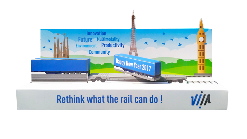 Maquette publicitaire paperama volume 3d en carton recyclable, train, transport, fret. Prédécoupée et personnalisable