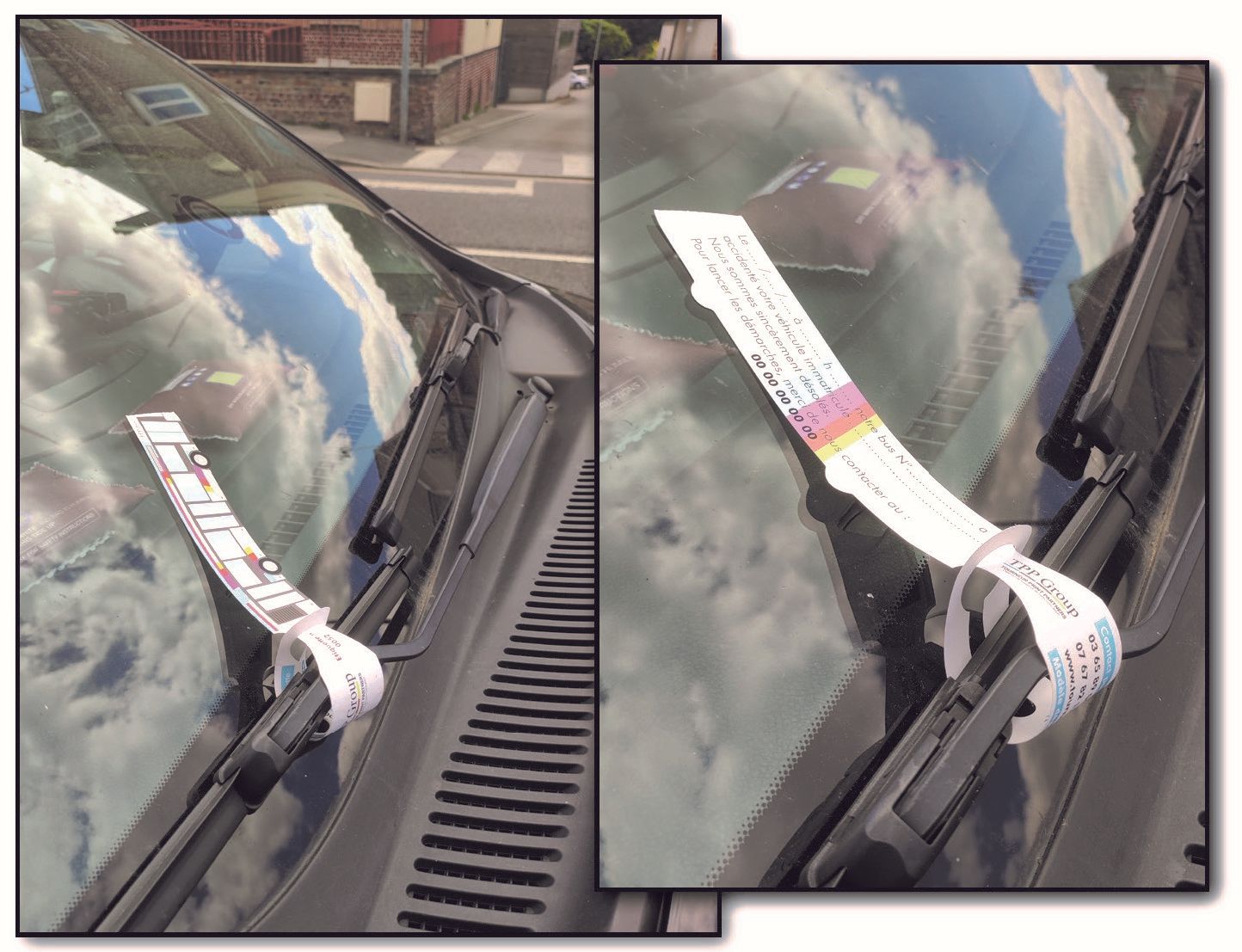 Etiquettes accrochage accident avec bus ou matériel de transport. Personnalisable et sur-mesure