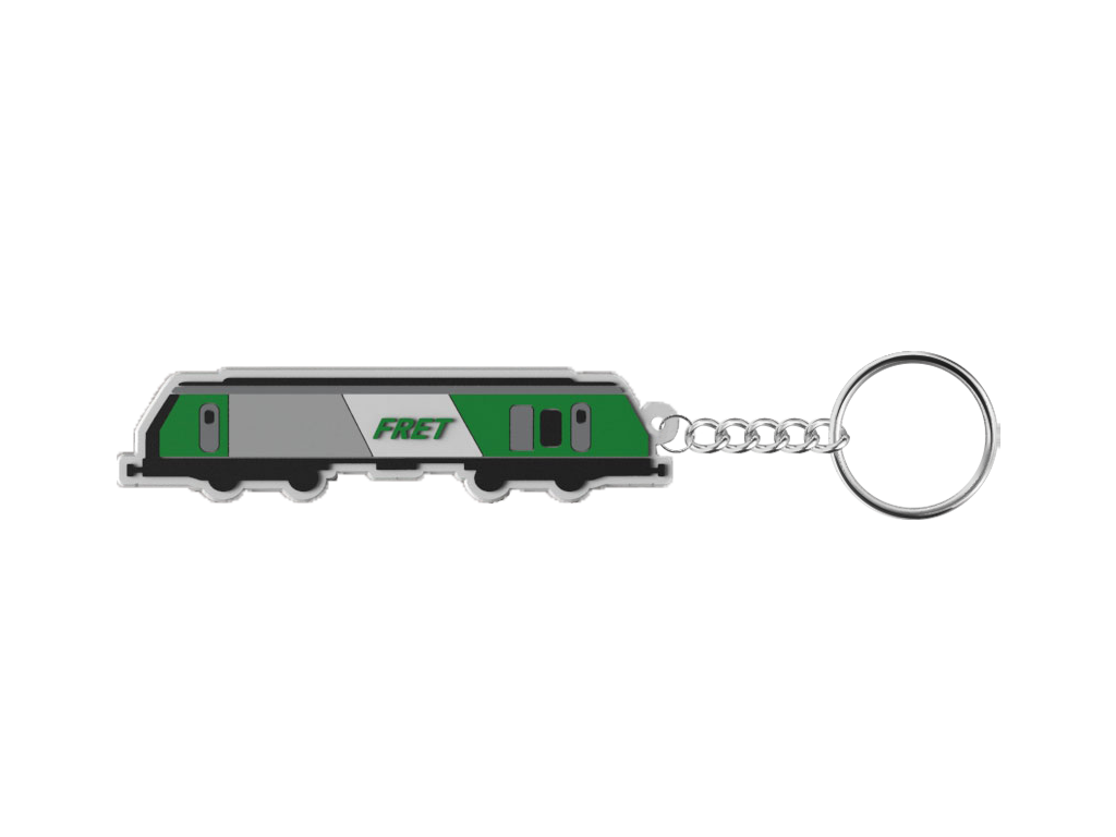 Porte-clés publicitaire en PVC souple, forme personnalisé train, bus tramway, camion