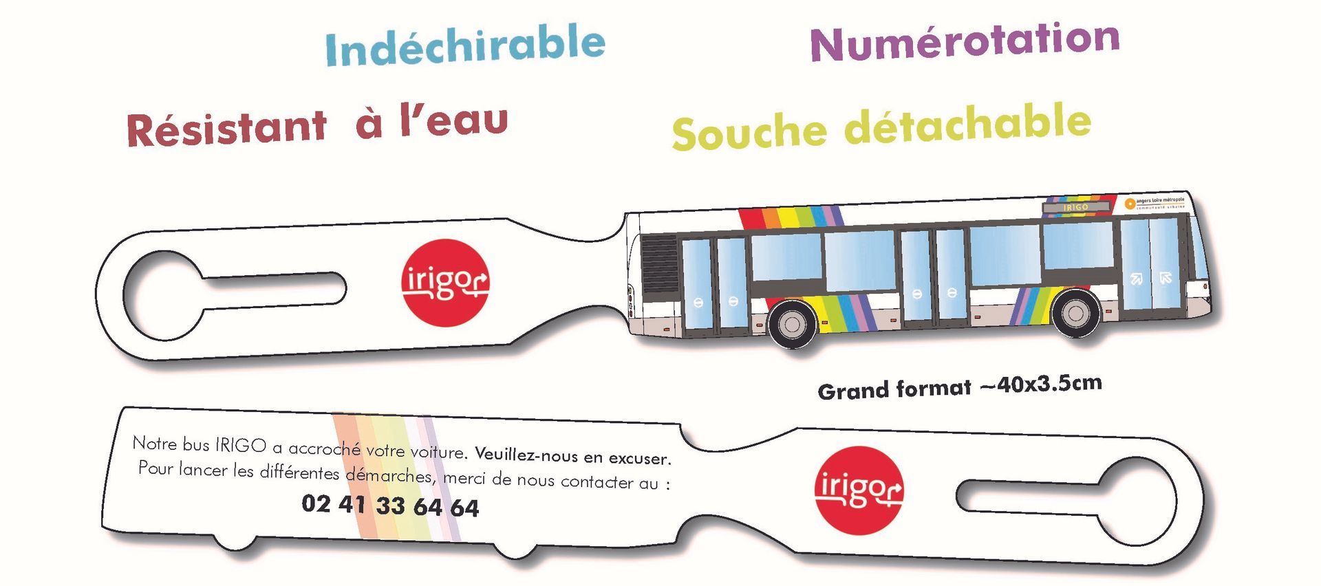 Étiquette accrochage dans la circulation personnalisable bus, camion, refus de collecte poubelle, bagage transport train