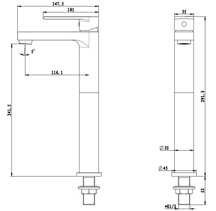 S2-1102C Line Drawing