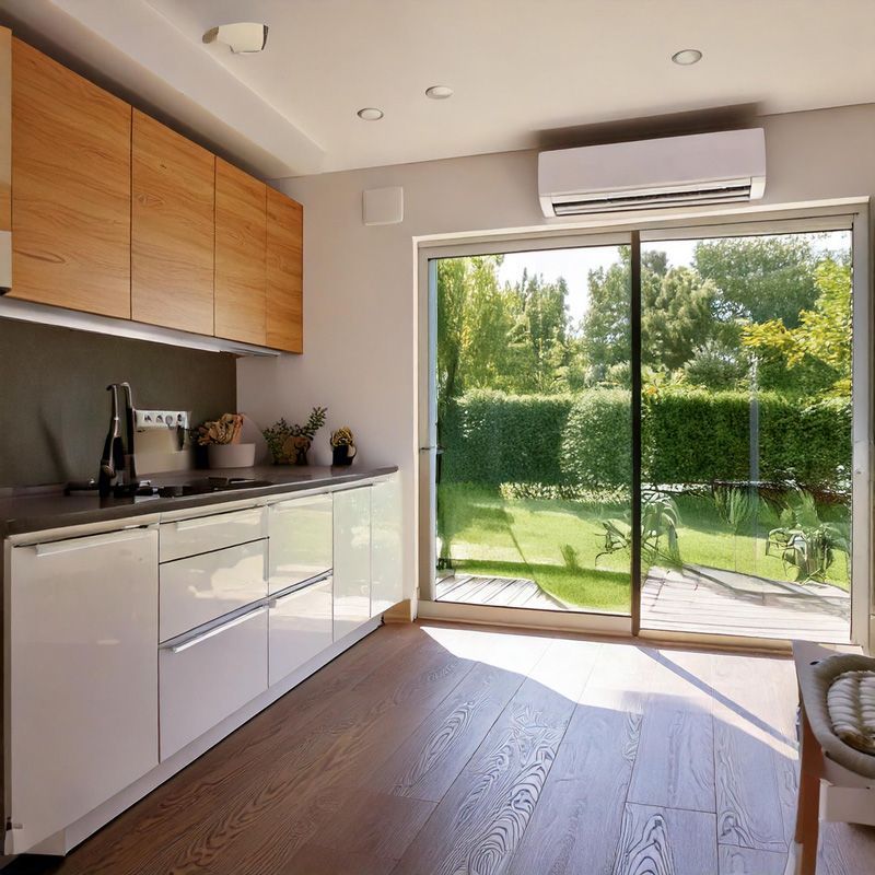 Photo of a kitchen with home air conditioning