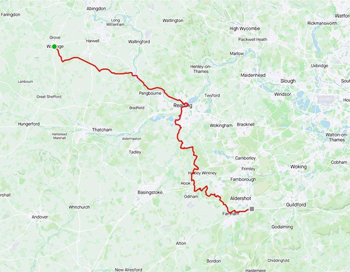 Wantage to Farnham cycle route