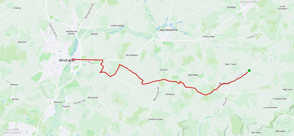 Privett to Winchester cycle route