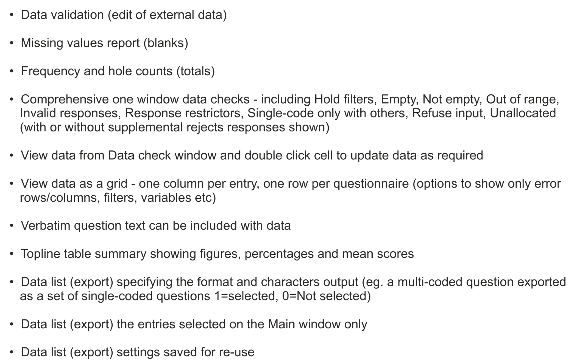 QPSMR Companion Features List - Data Checking