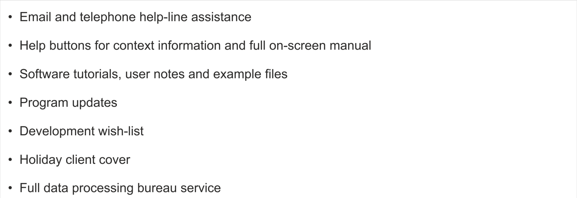 QPSMR Companion Features List - Support