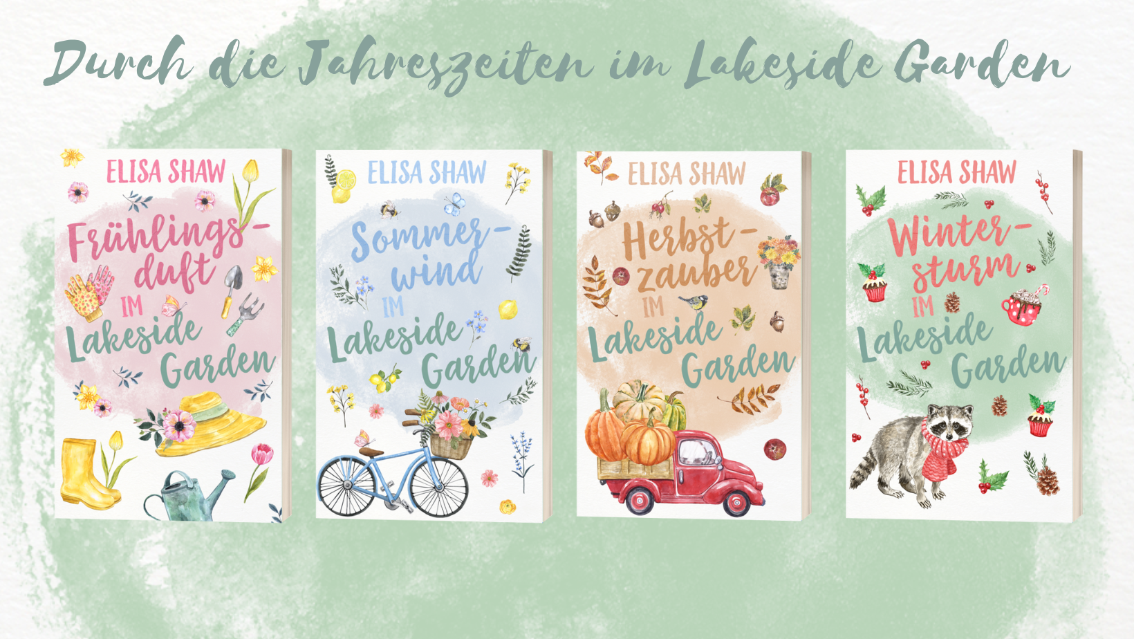 Bild auf dem die Cover der Lakeside Garden-Reihe abgebildet sind.