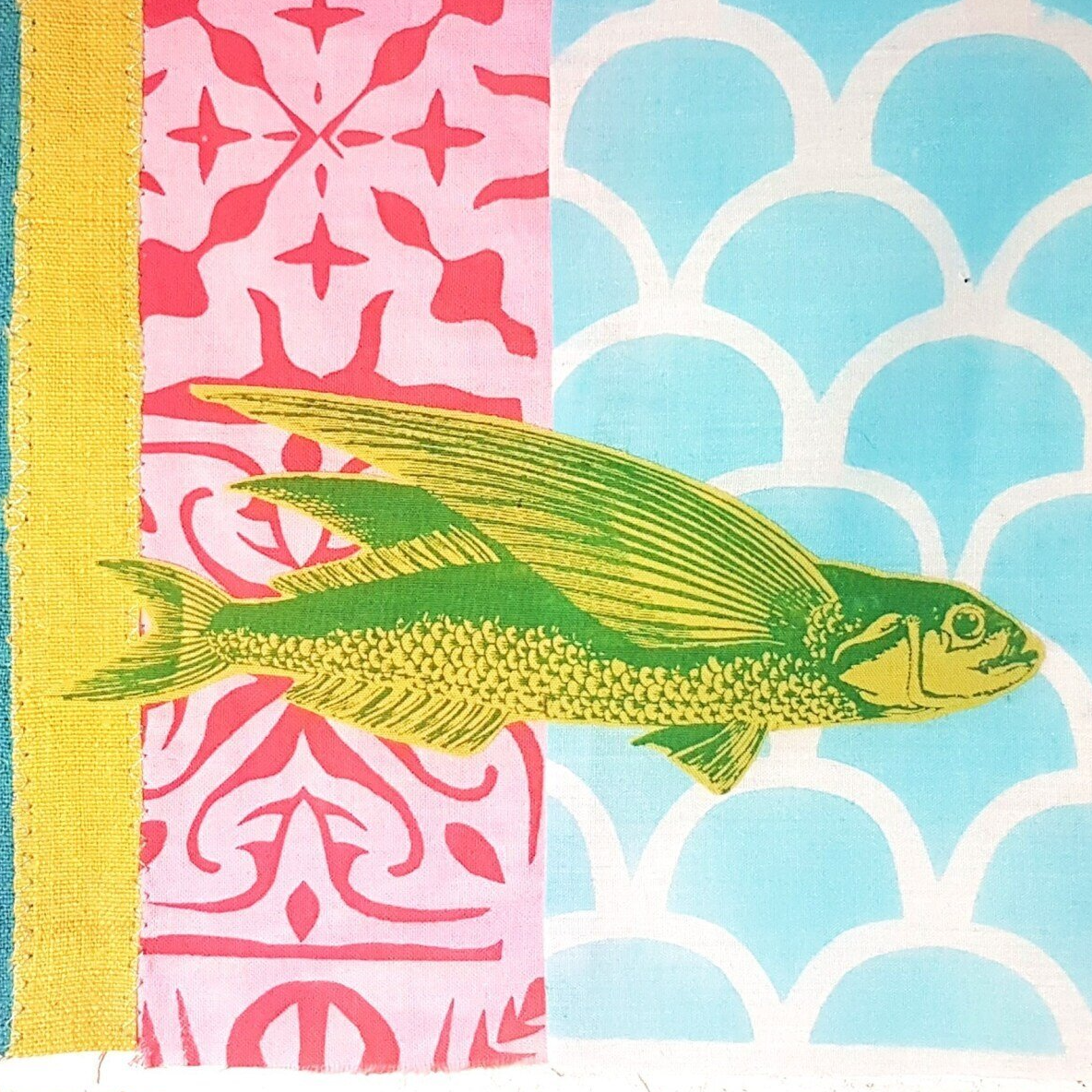 fliegender Fisch als Siebdruck auf Muster Schablonendruck