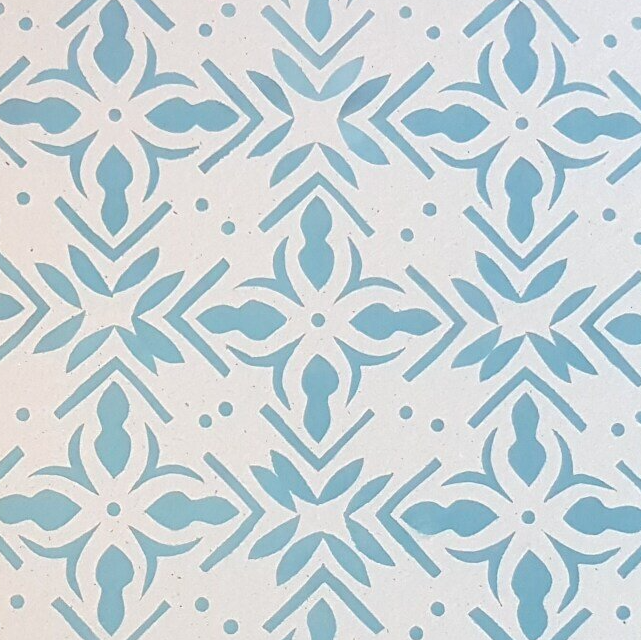 Schablonendruck Schablonenmuster, Schablonendruck mit Acrylfarbe auf Karton, stencil pattern print