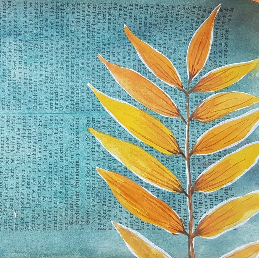 mit watercolor gemaltes Blatt auf Vintagepapier