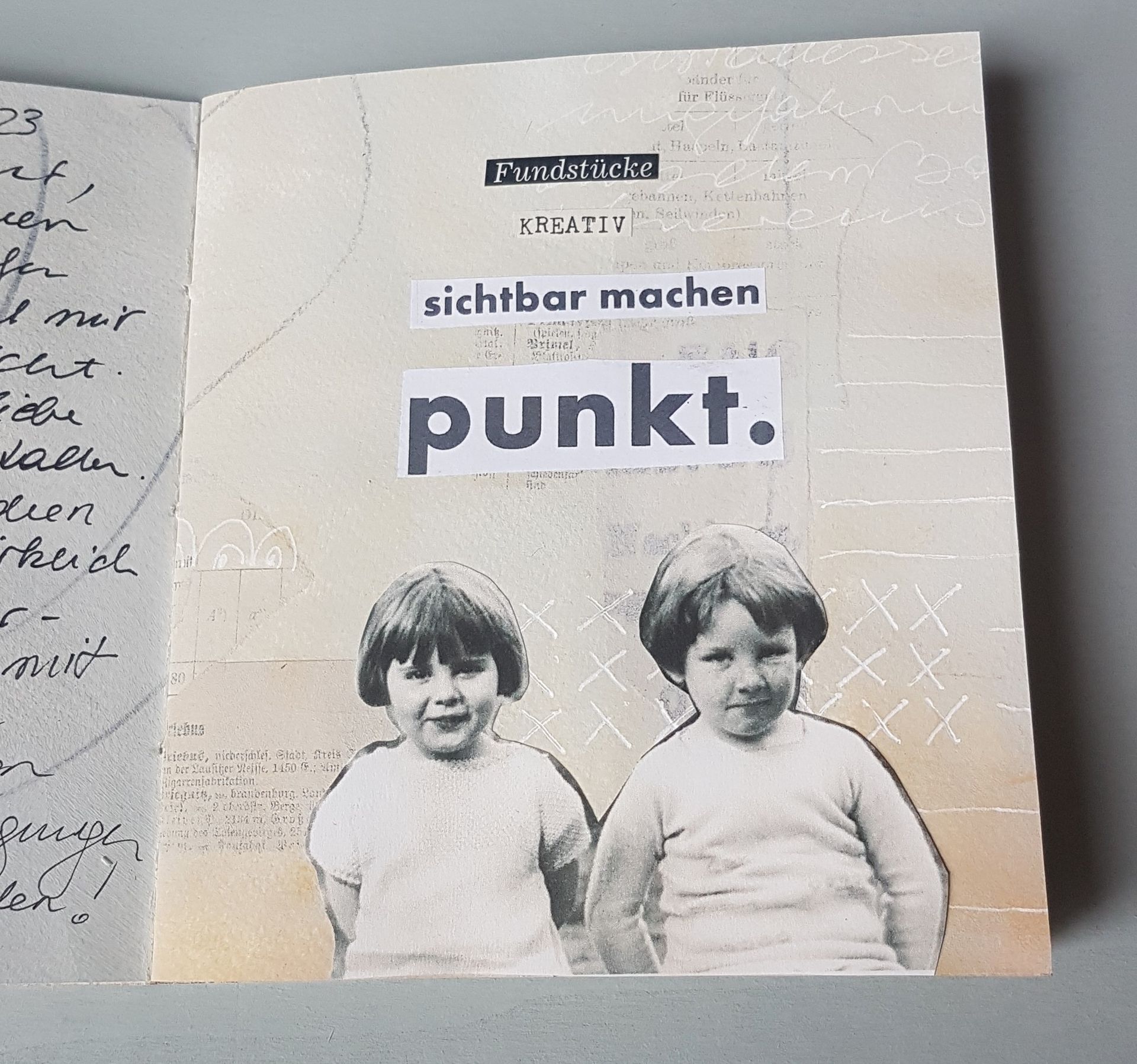 Art Journal Seite mit Vintage Foto und Schnipselpoesie