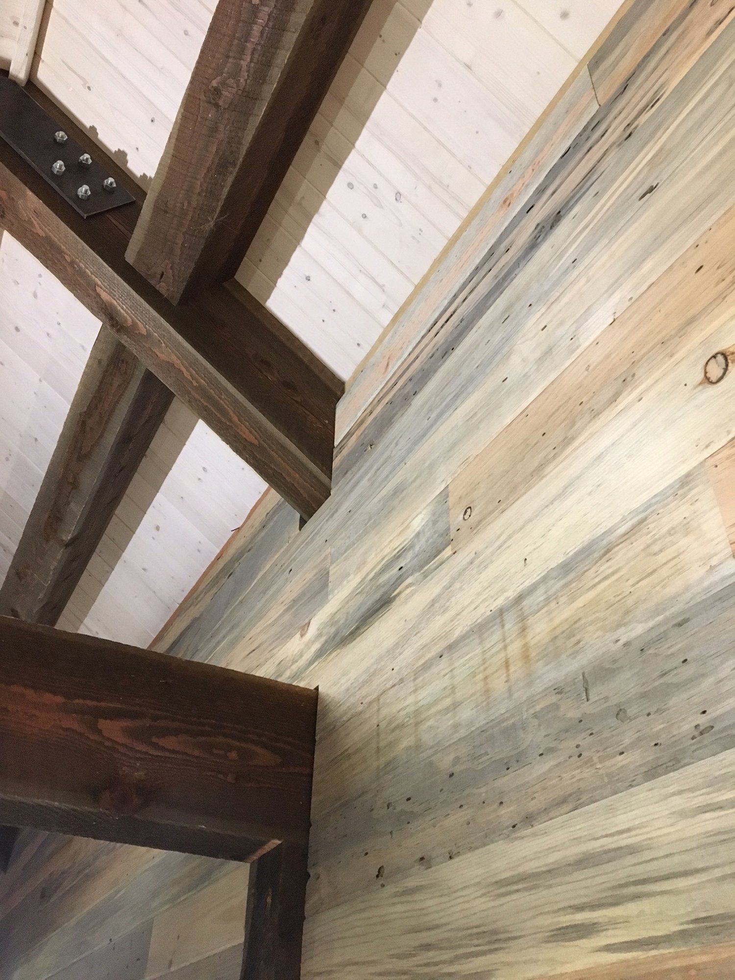 wooden beams on a new ceiling