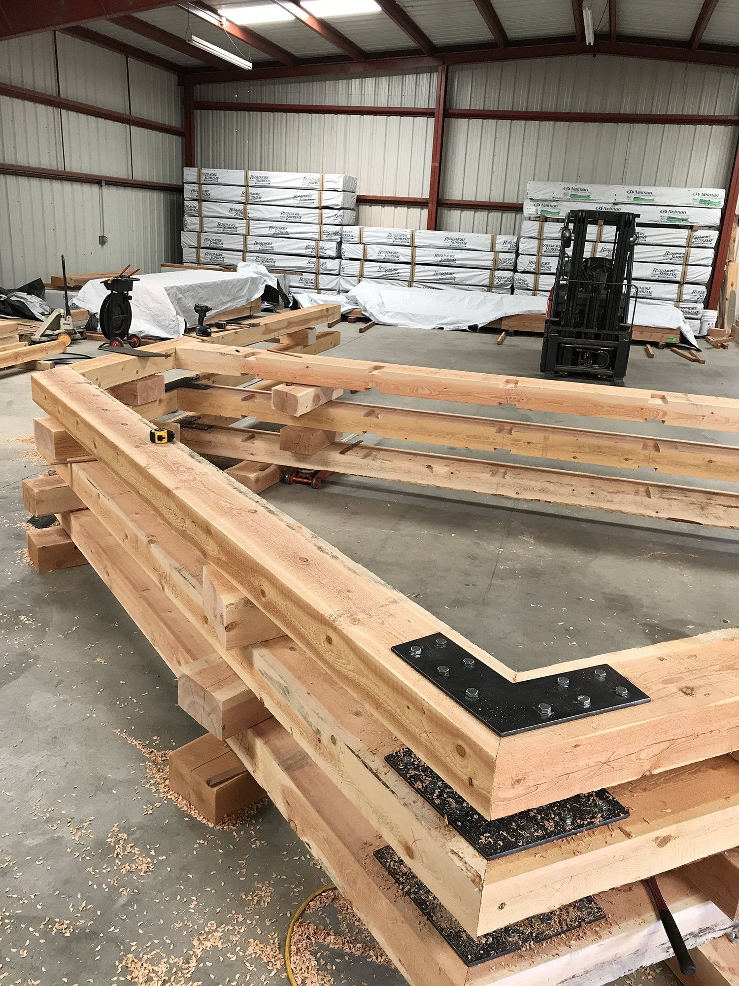 wooden frame assembled in a warehouse