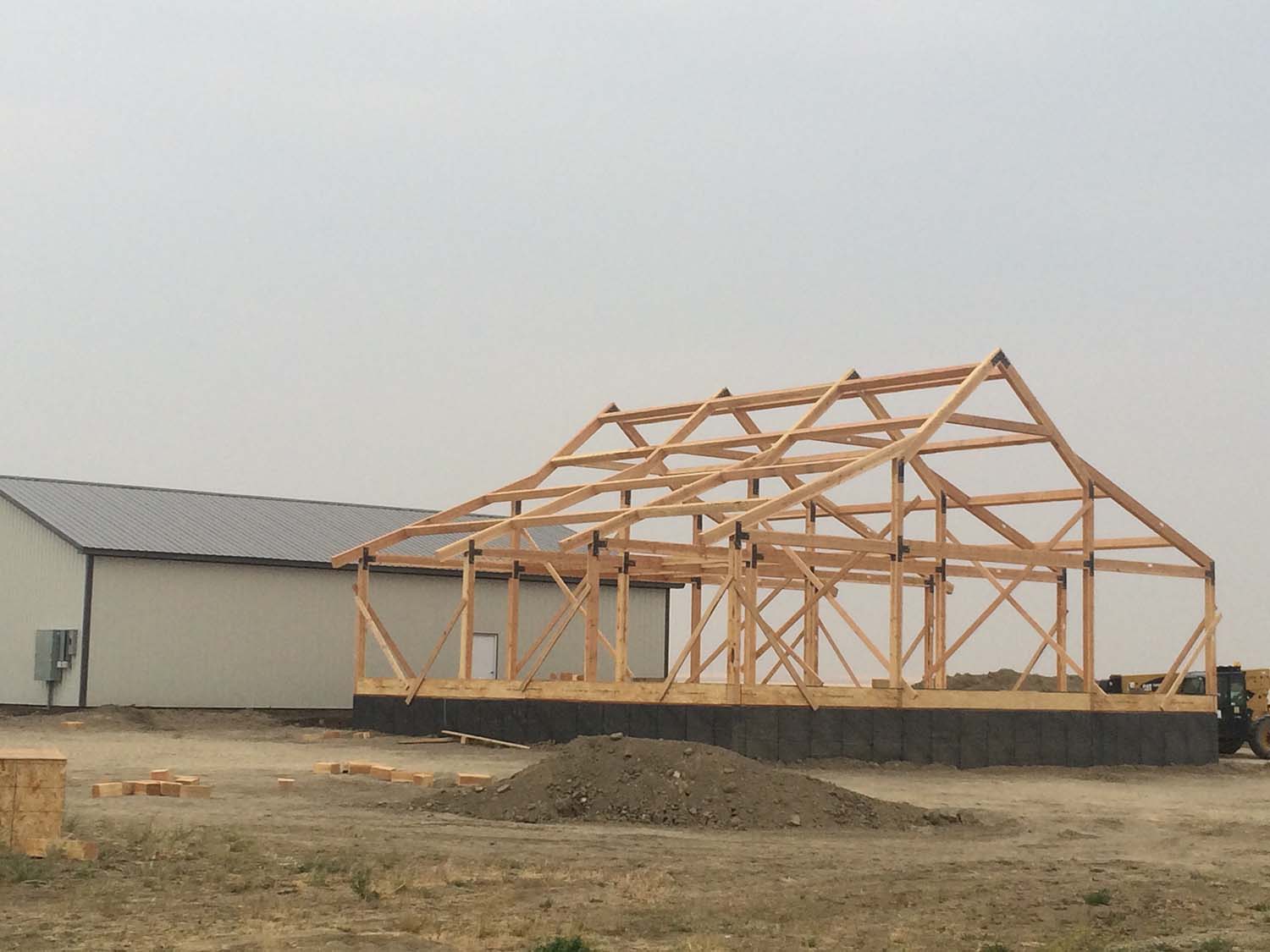wide shot of full post and beam frame