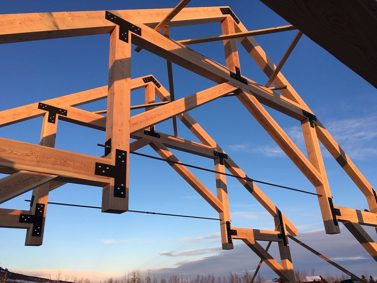 post and beams completed on house