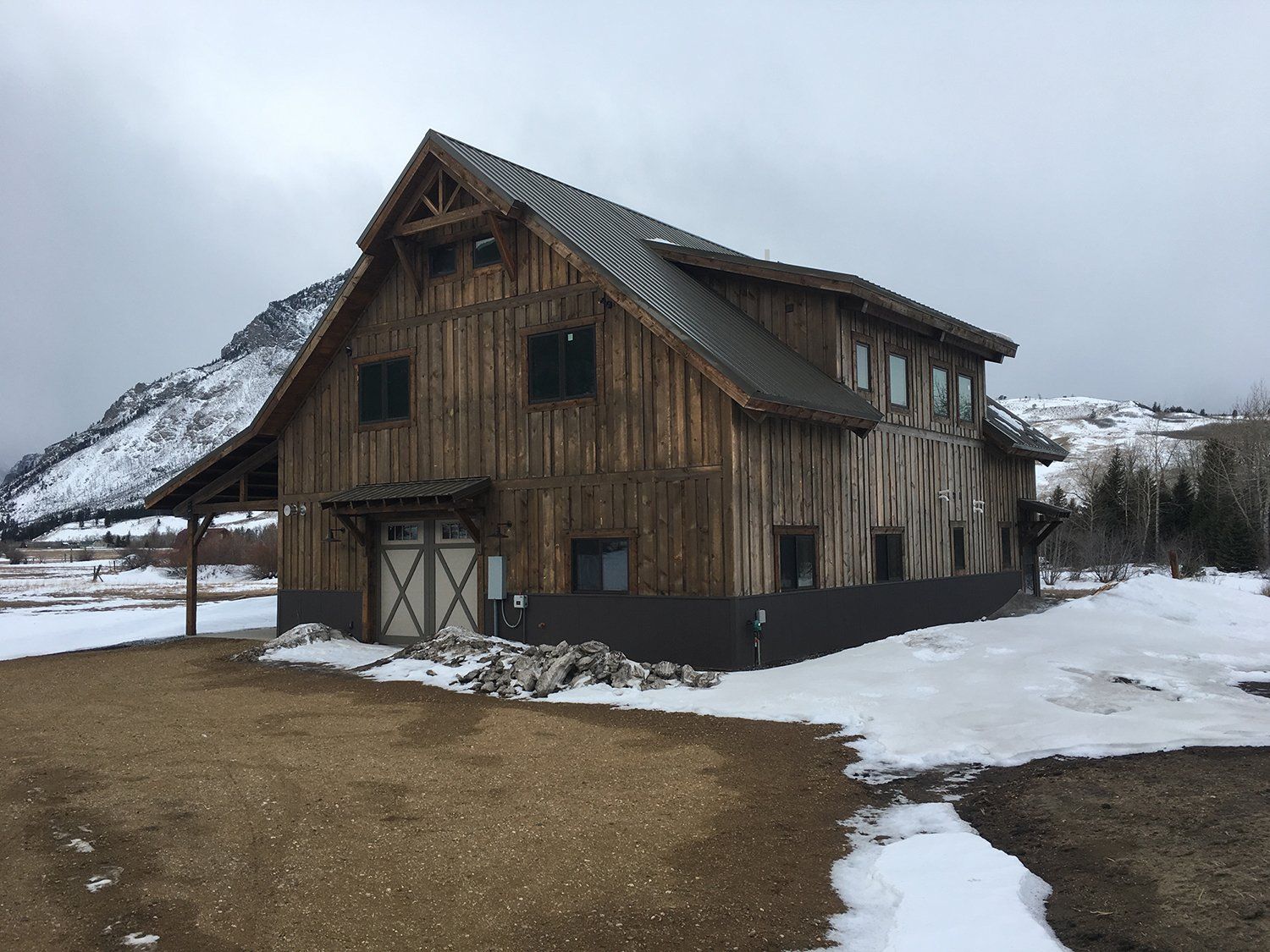 completed outside of wooden house