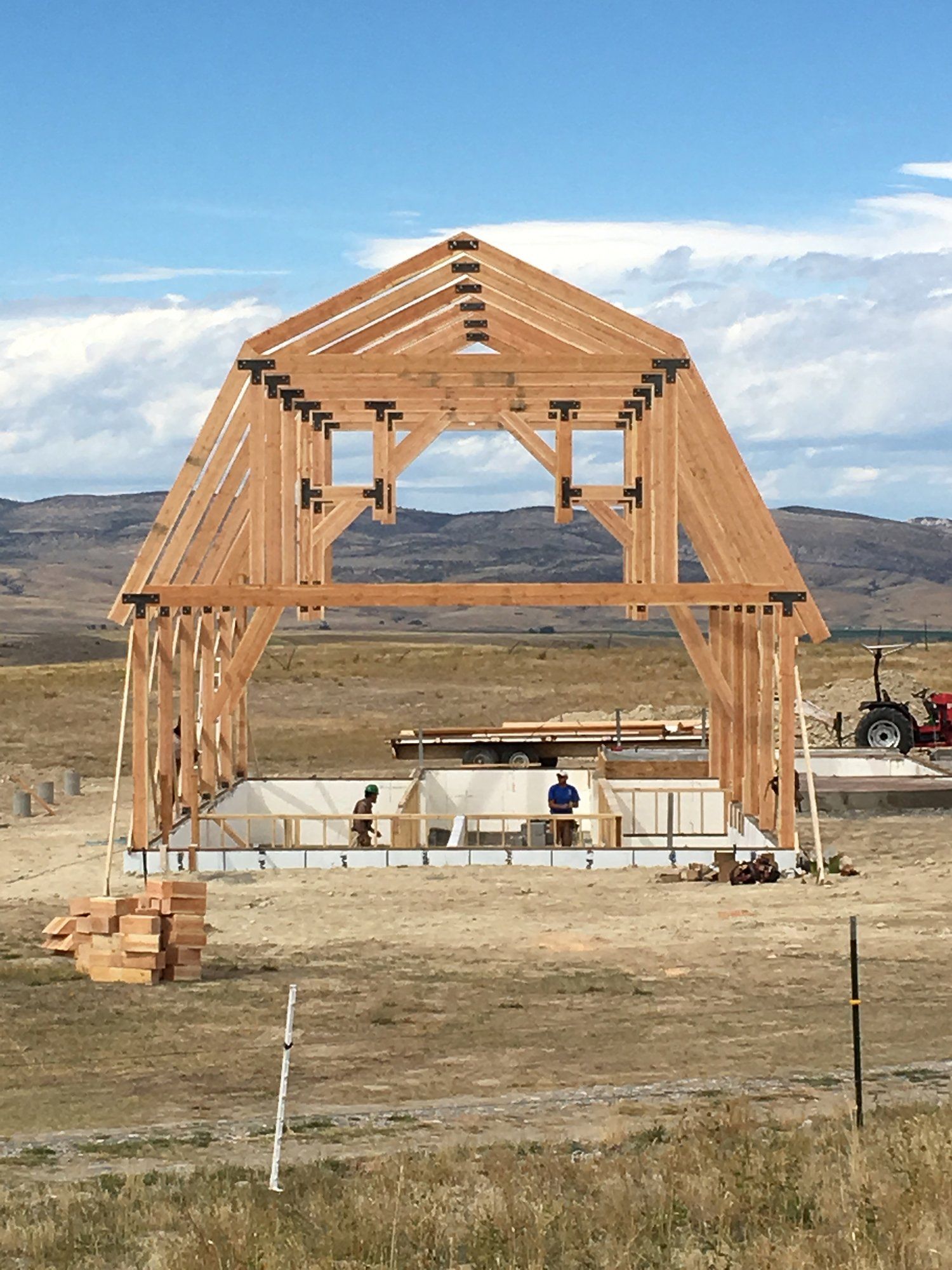 completed wooden frame of house