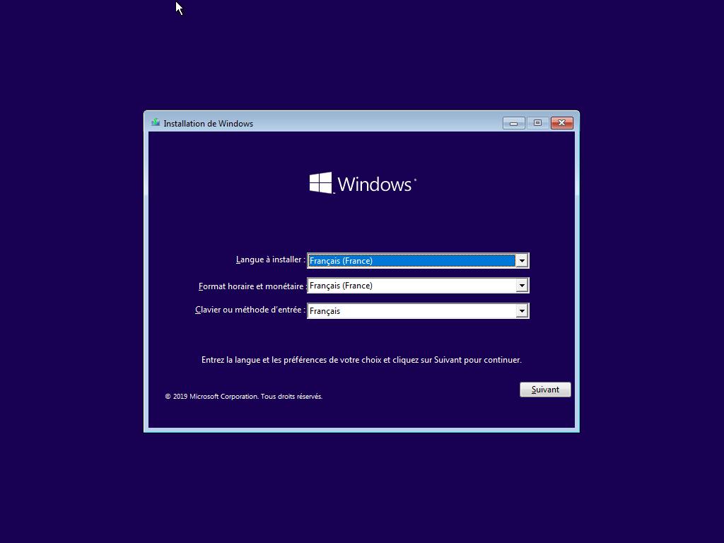 installation windows 10 Surface