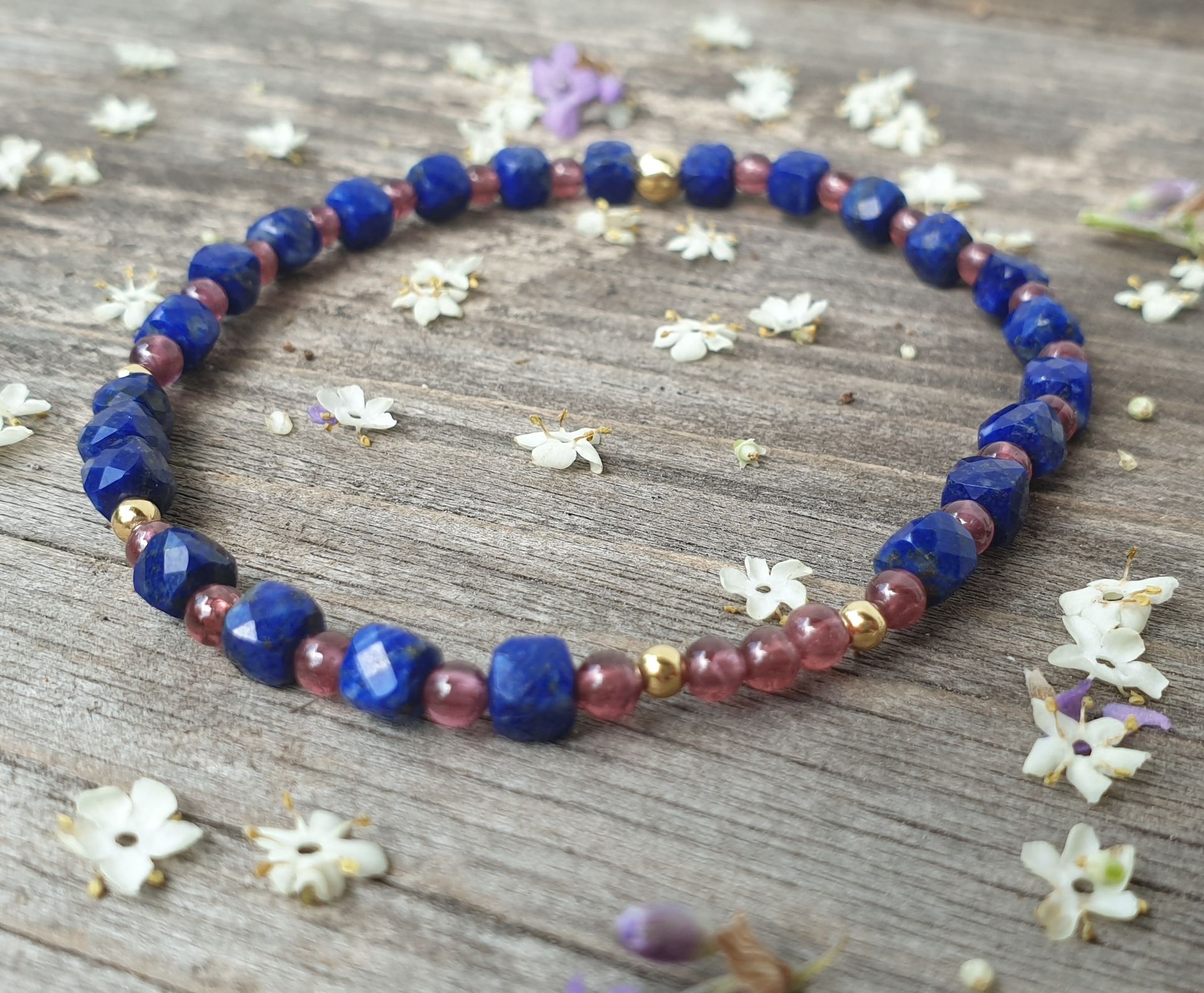 Lapis und Granat Armband