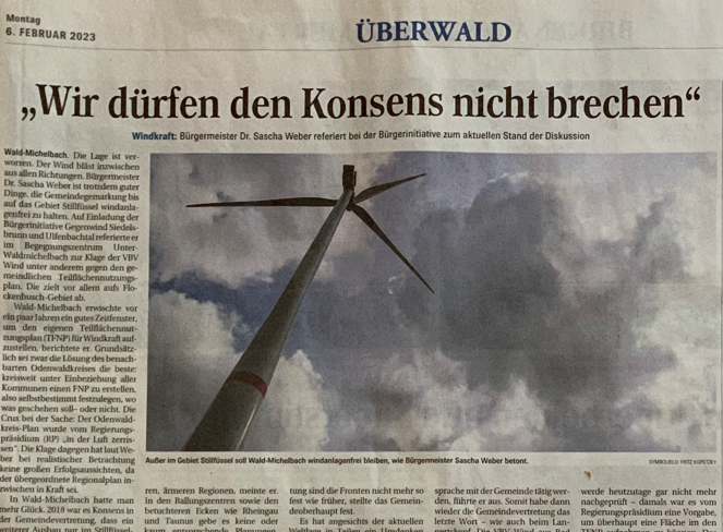 Zum vollständigen Artikel hier klicken. Windkraft Wald-Michelbach