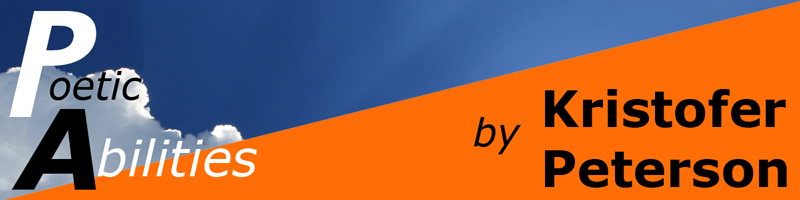 Poetic Abilities by Kristofer Peterson Poetic Abilities with sky in background - by Kristofer Peterson on right over orange field of color