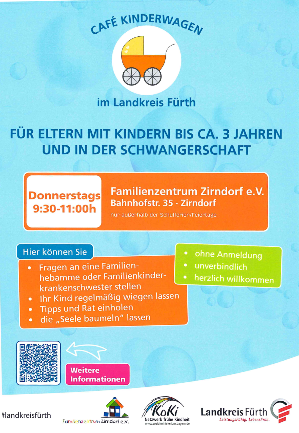Aushang für Café Kinderwagen - Hebammensprechstunde