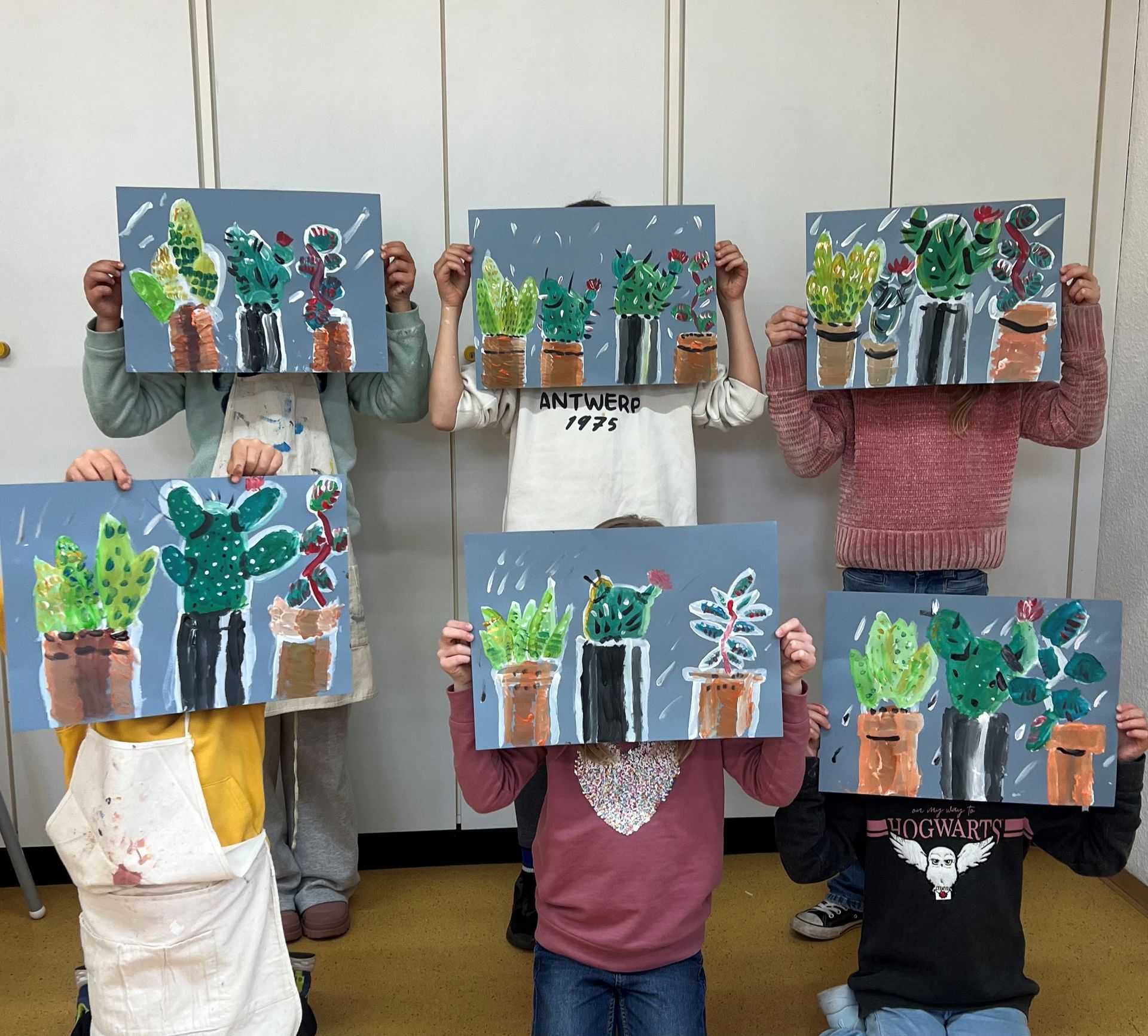 Bild aus dem Kindermalkurs mit Kakteen