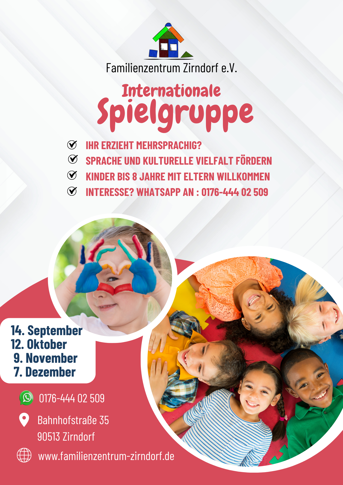 Aushang für internationale Spielgruppe