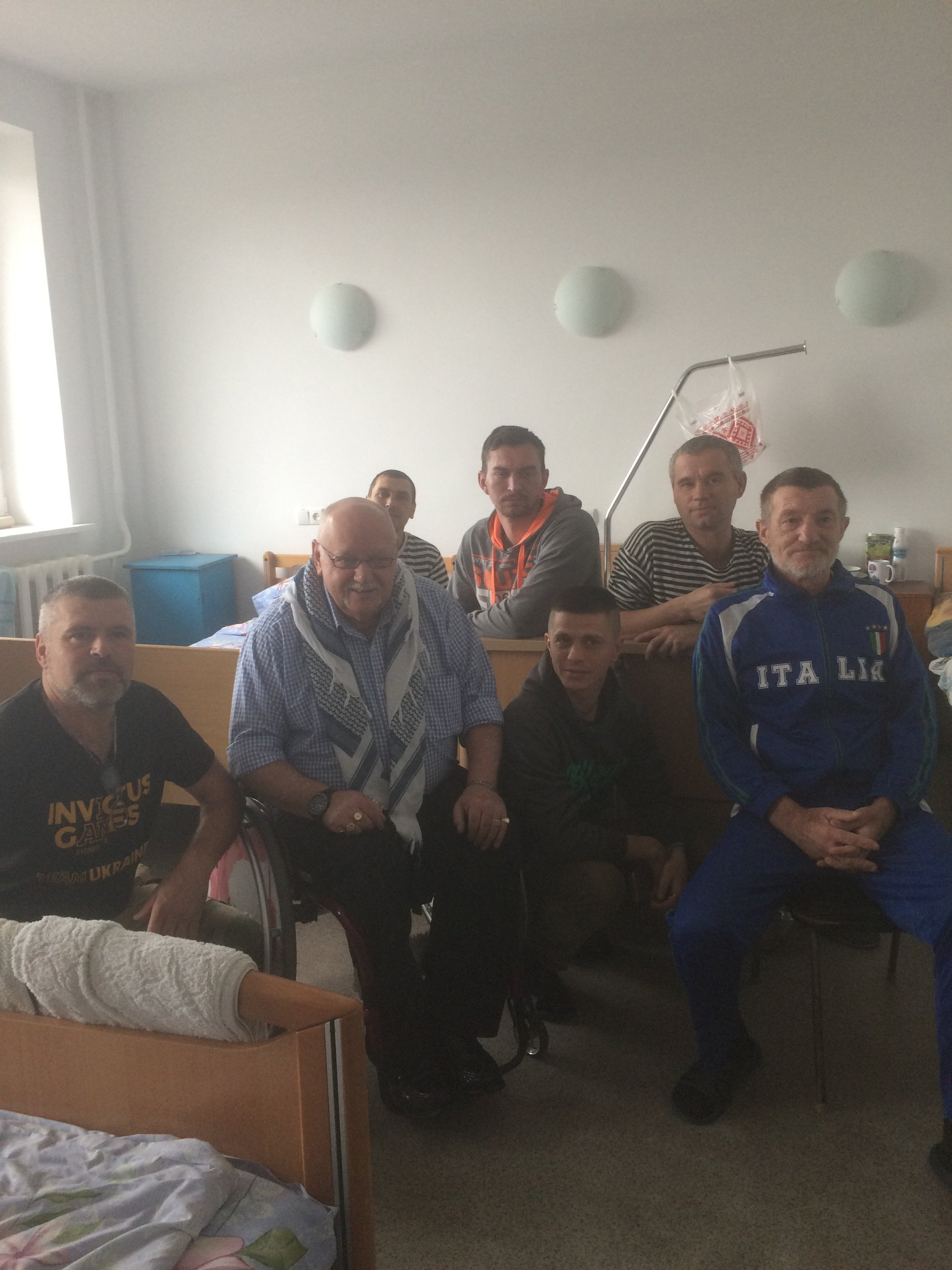 Our manager, Keith speaking with veterans who have been disabled fighting the war with Russia in the east of Ukraine