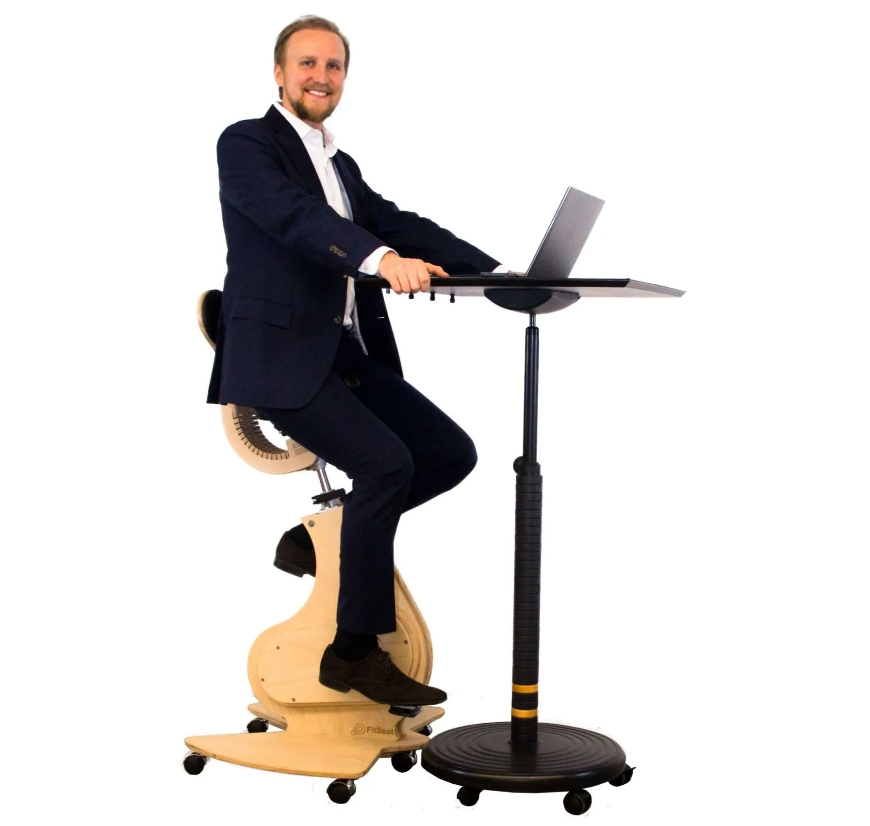 ein Bild, FitSeat an einem Stehpult, ein Mann sitzend