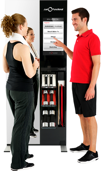 ein Bild, Mann und Frau vor Übungsstation, Just Functional