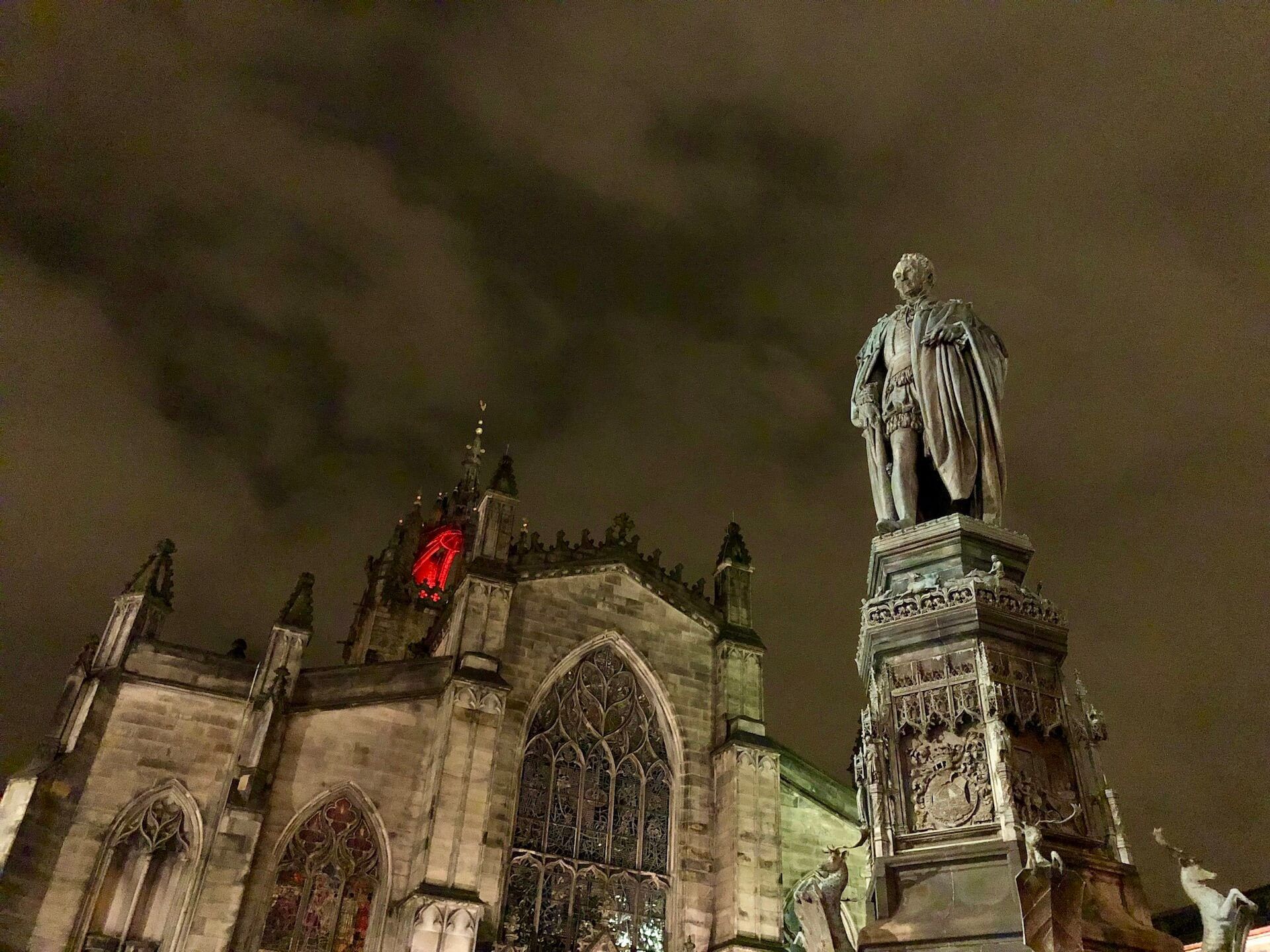Edinburgh's Old Town at night.