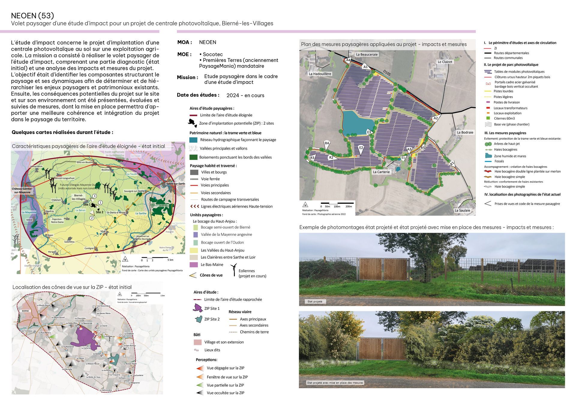 Volet paysager d'une étude d'impact pour un projet de centrale photovoltaïque Bierné-les-Villages Premières Terres Paysagiste Saint-Cyr-sur-Loire Paysagiste Tours Paysagiste concepteur Tours Paysagiste concepteur Région Centre Paysagiste concepteur Loir-et-Cher Aménagements paysagers Architecte paysagiste bureau d'études