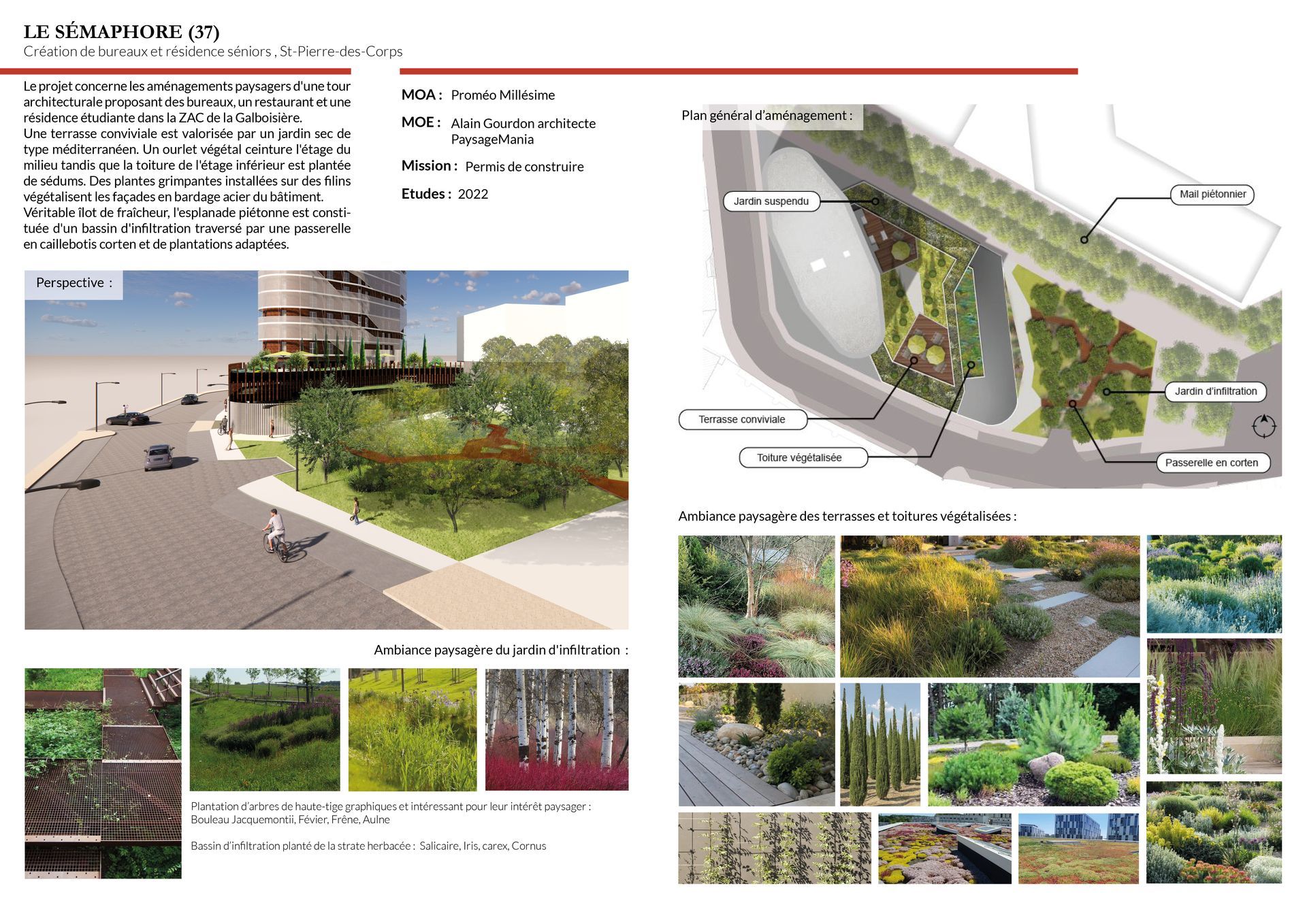 Création de bureaux résidence restaurant Sémaphore Alain Gourdon Architecte Proméo Millésime Saint-Pierre-des-Corps 37paysagiste Pontault-Combault paysagiste Tours paysagiste concepteur Tours Paysagiste concepteur Paris aménagements paysagers architecte paysagiste bureau d'études