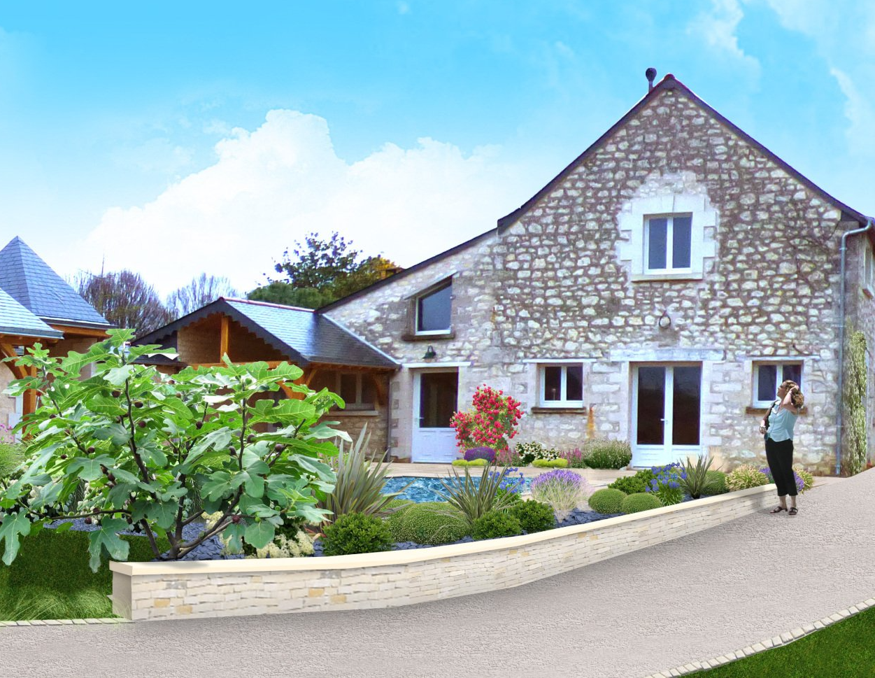 Jardin abords aménagement extérieurs chambres d'hôtes paysagiste Pontault-Combault paysagiste Tours paysagiste concepteur Tours Paysagiste concepteur Paris aménagements paysagers architecte paysagiste bureau d'études
