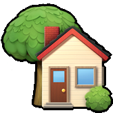 Emoticono Apple de casa con árbol | Más Que Un Seguro