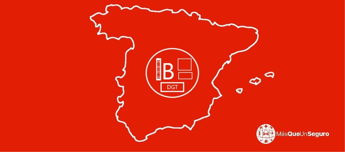 Distintivo ambiental España, pegatina en medio de la Península Ibérica