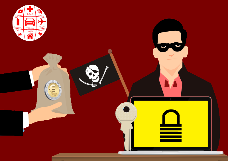 Dibujo de representación del concepto de doble extorsión usado por los hackers