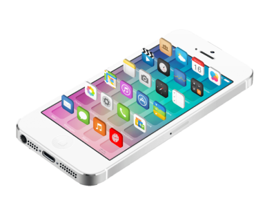 Llámanos hoy Teléfono móvil inteligente con los iconos en 3D sobresaliendo por la pantalla